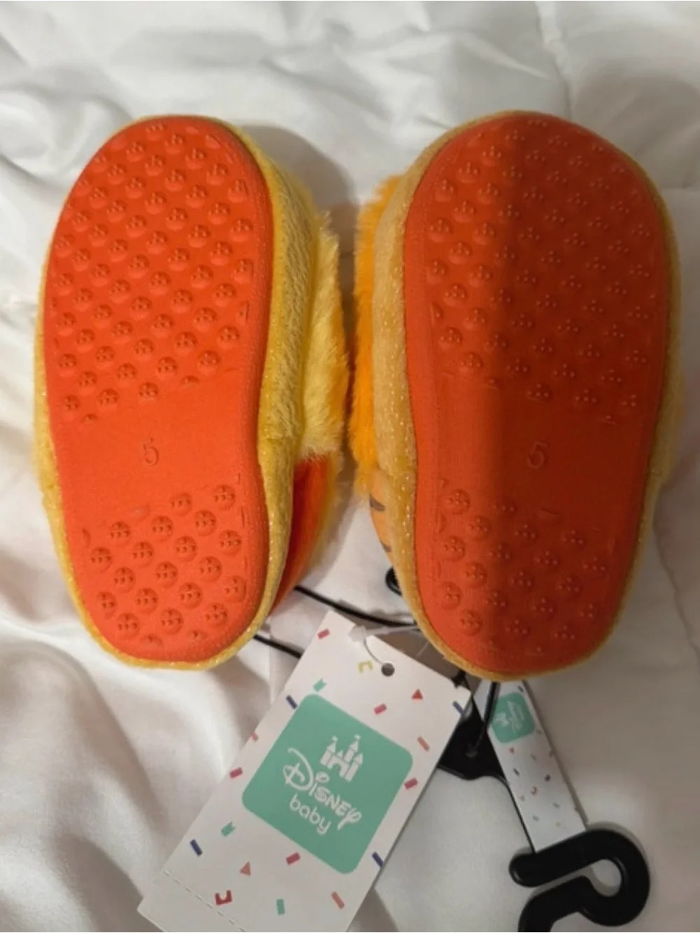 Disney Yellow & Orange Plush Baby Slippers - Winnie the Pooh/Tigger